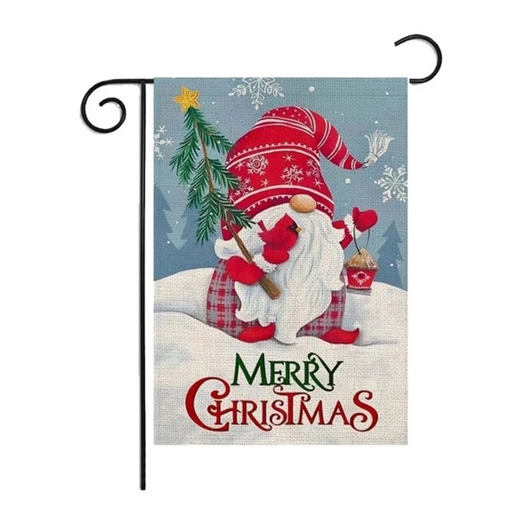 2 Merry Christmas Gnome Garden Flags 18x12 - Picture 2 of 3